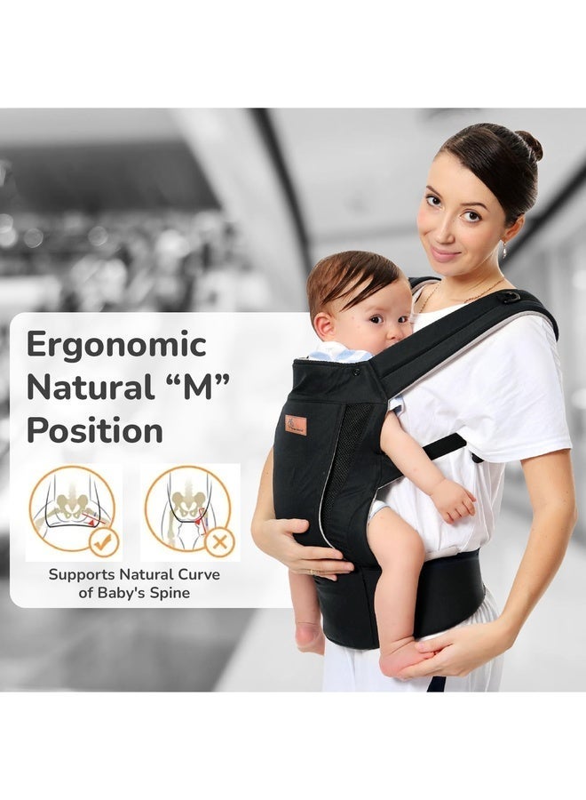 R for Rabbit حمالة أطفال مريحة هوج إيرغو للمواليد الجدد | حزام قابل للتعديل لوضعية الحمل الأمامية والخلفية حقائب كنغر مريحة للأطفال من 4 أشهر إلى 2 سنة حتى 15 كجم (أسود) - Image 5